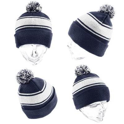 Striped PomPom Beanie