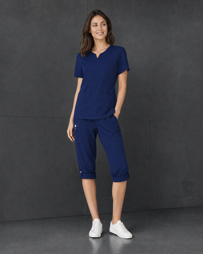 Avery Ladies Slim Leg Scrub Pant CSP943LL navy cropped cargo scrub set - main image