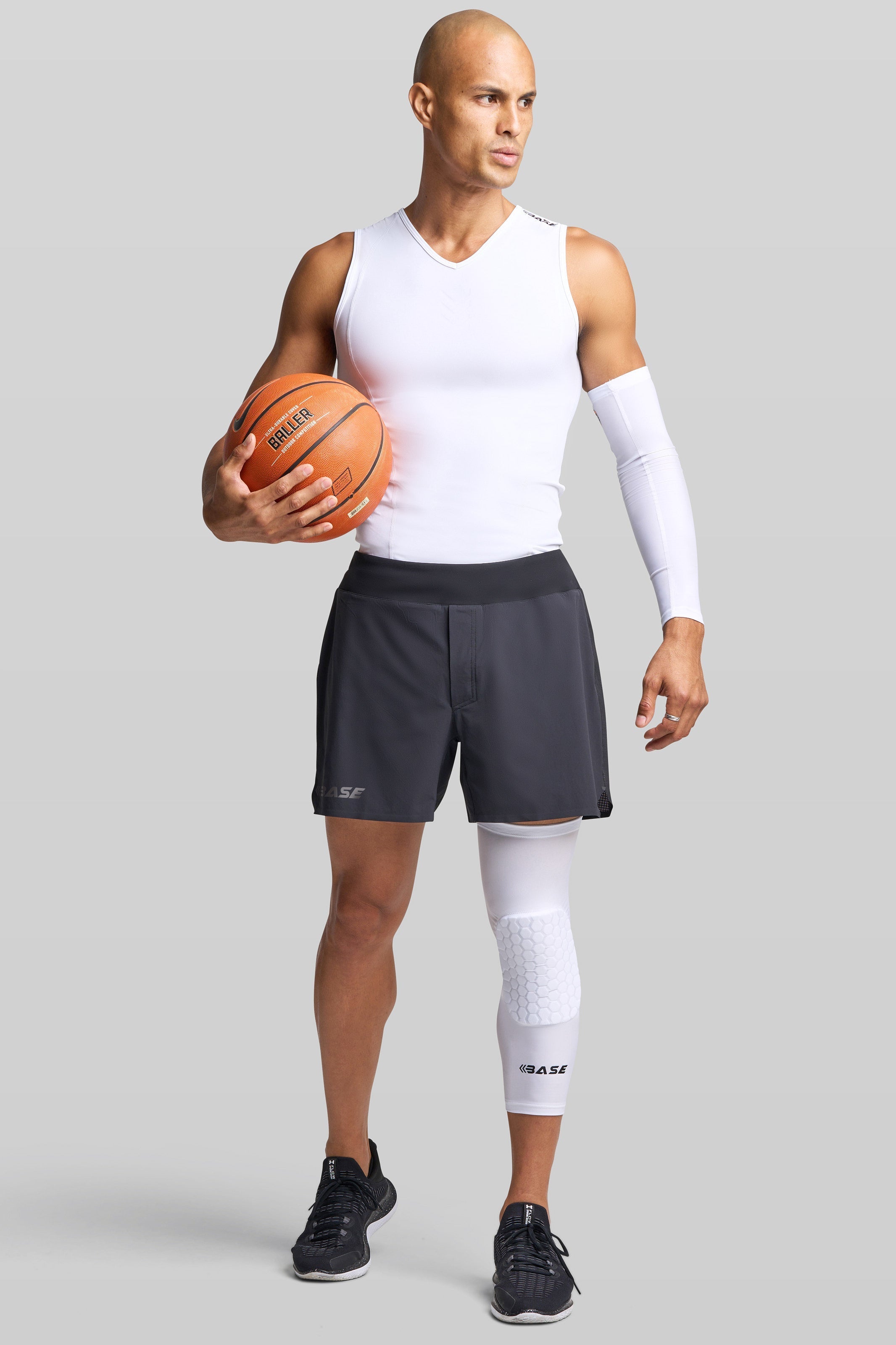 BASE Square Padded Knee Guard (Single) - White