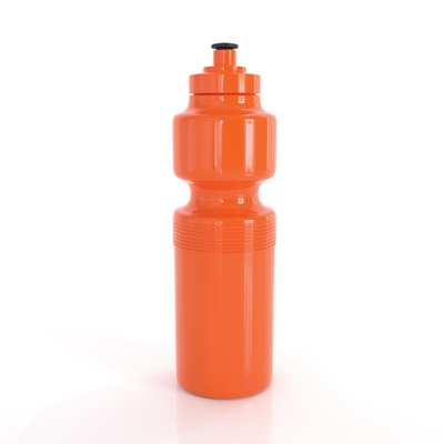 Bright orange austmade sports bottle 750ml with black screw cap and textured grip perfect for work uniforms and workwear