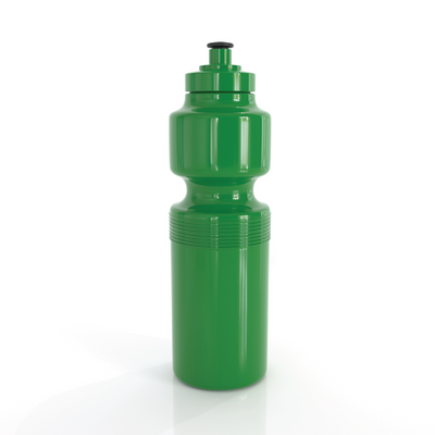Austmade sports bottle 750ml glossy green plastic with black cap and grip ridges ideal for work uniforms and workwear