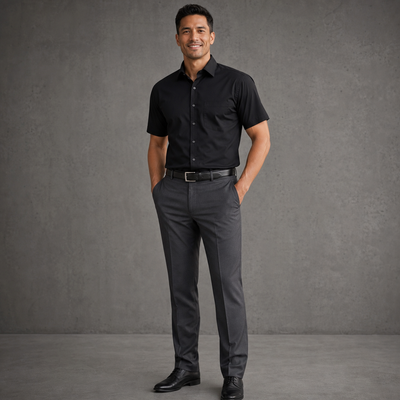 S10512 Base Men’s Short Sleeve Business Shirt in Black for corporate teams