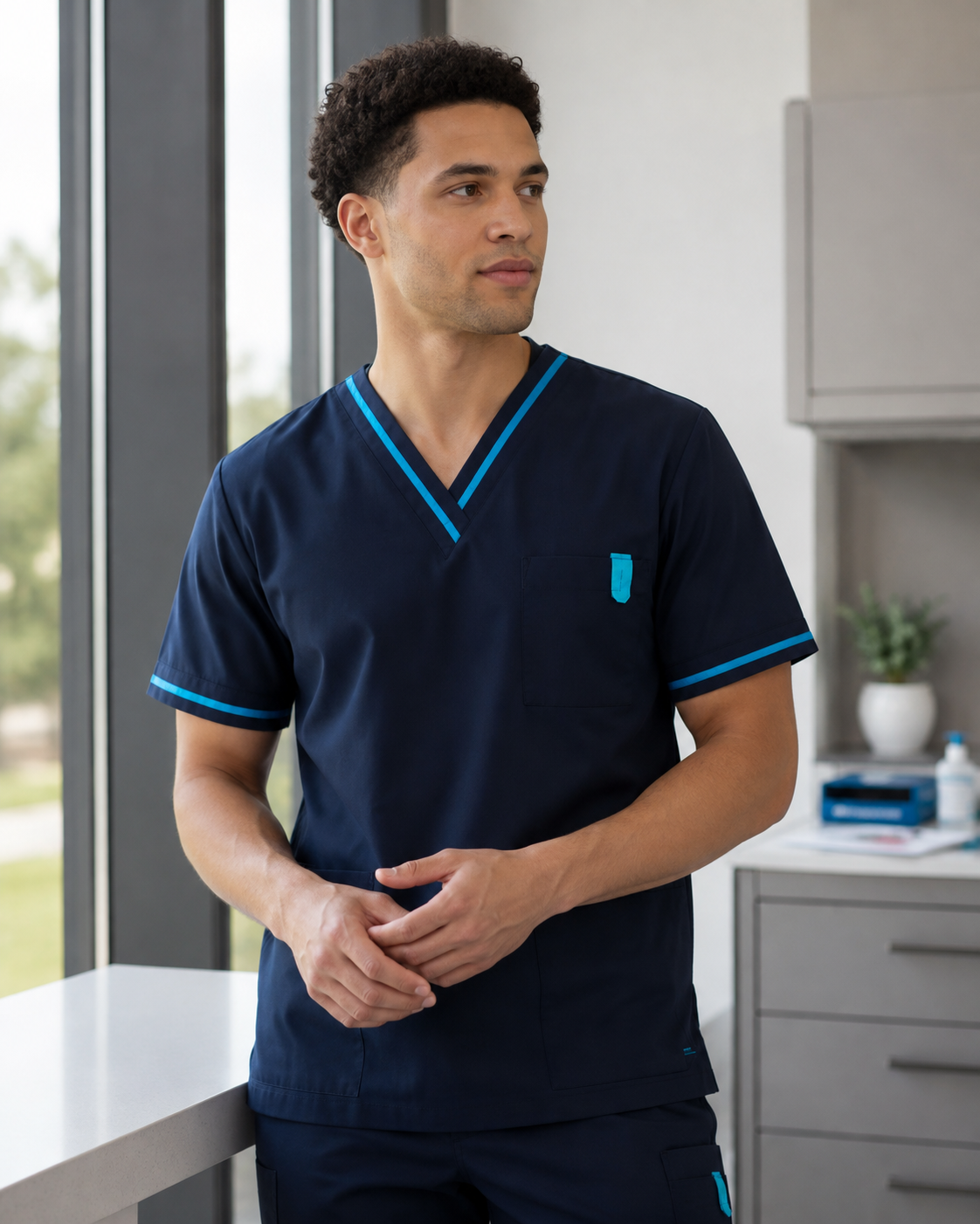 Bobbin Contrast Scrubs Top