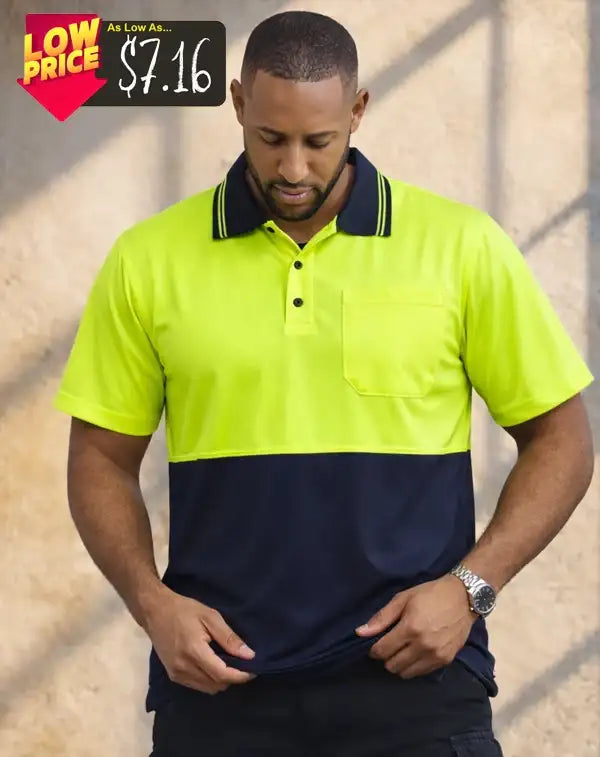 Workers wearing cheap hi vis safety polo shirts in Australia for tradie uniforms and high visibility workwear