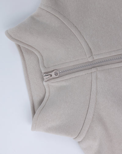 Beige half zip fleece jumper with soft textured fabric and subtle stitching perfect for workwear and uniforms