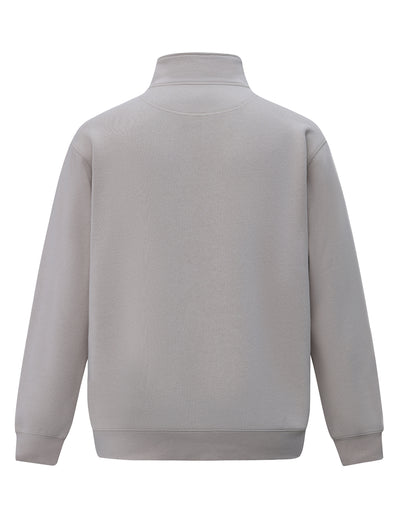 Minimalist gray half zip fleece jumper with high collar and ribbed cuffs perfect for workwear and uniforms
