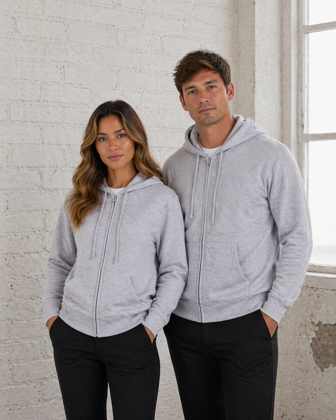 Light gray ladies subzero zip hoodie with drawstrings and front pockets perfect for workwear uniforms and work uniforms