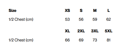 inaura: Unisex Scrub Top size chart