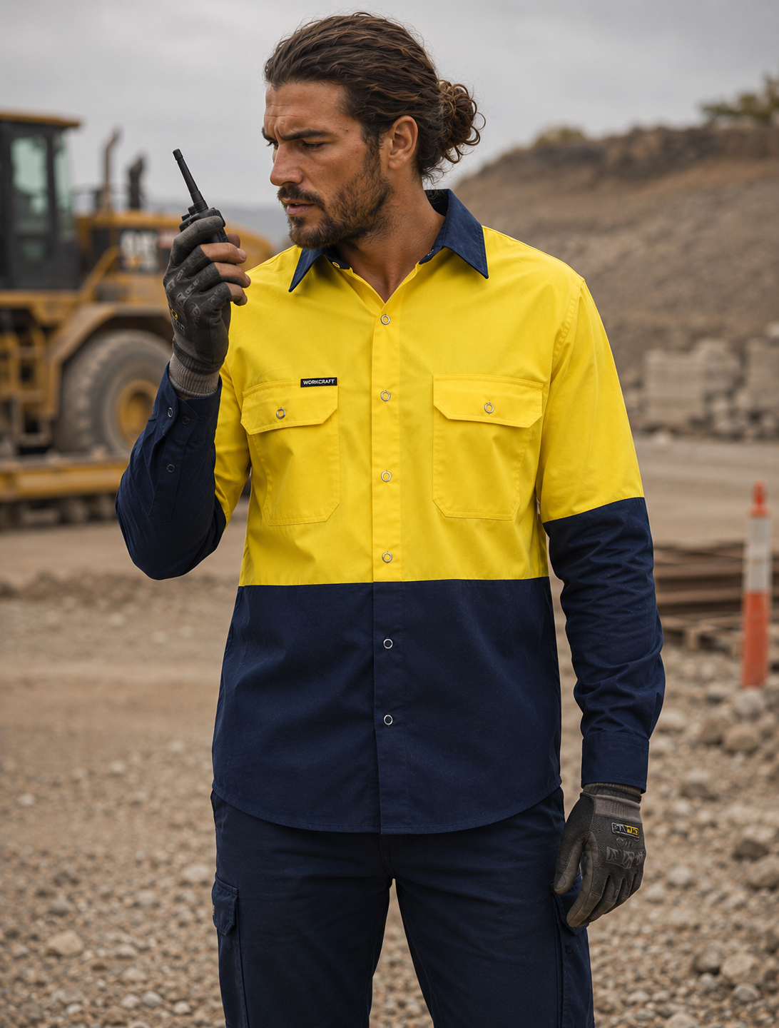 HiVis LS Shirt With Press Studs