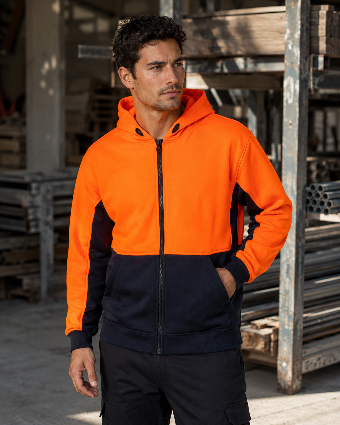 HiVis Zip Fleece Hoodie