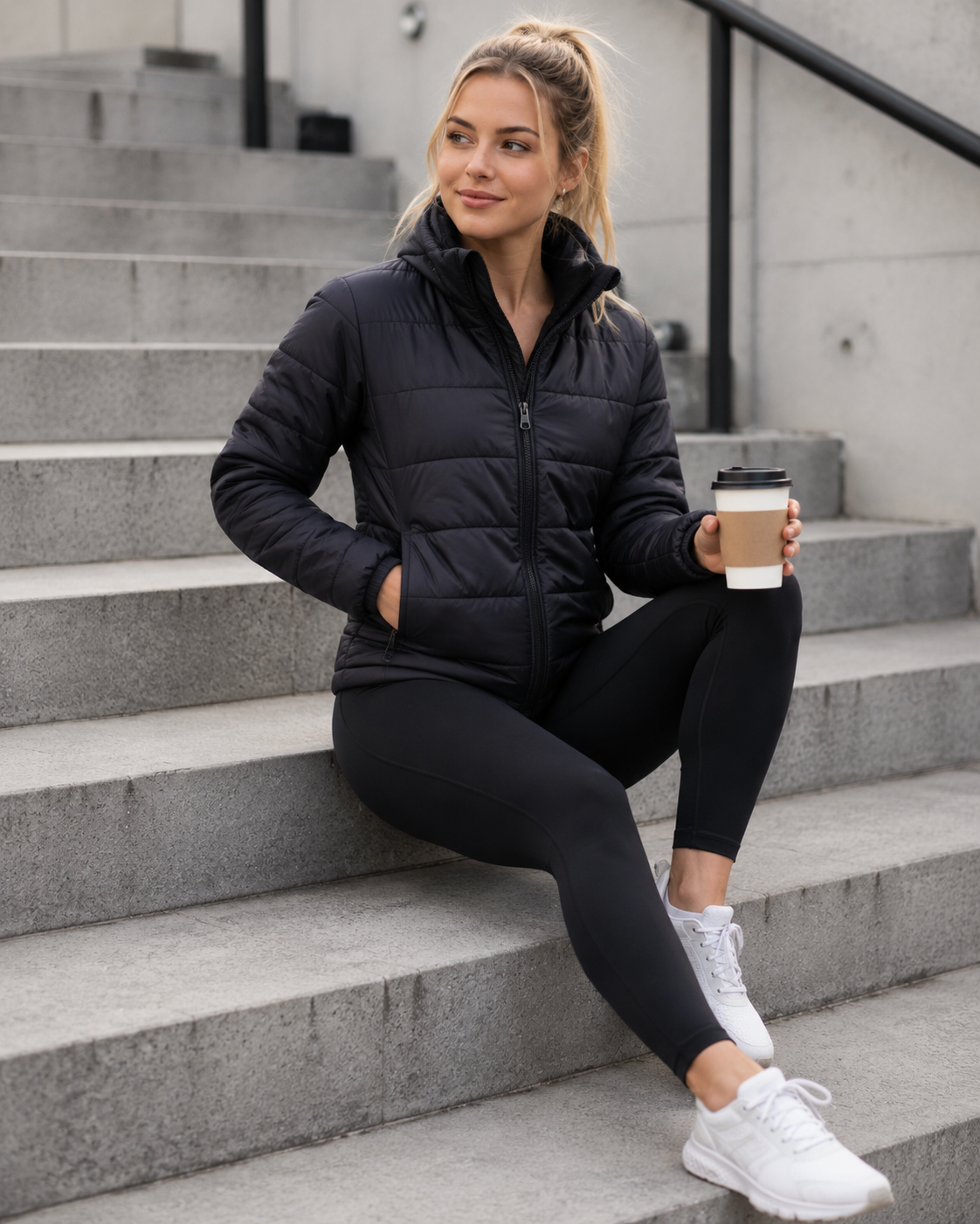 3D Cut Sustainable Insulated Puffer Ladies Jacket