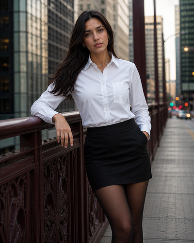 White long-sleeved original poplin shirt with chest pocket perfect for uniforms and workwear or work uniforms