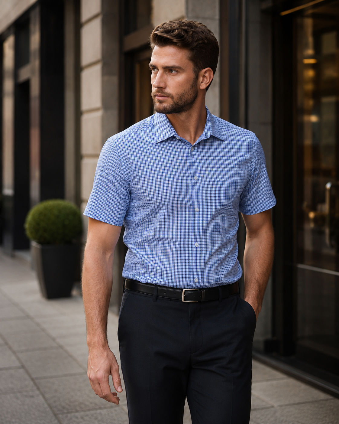 Multi-Tone Check SS Shirt