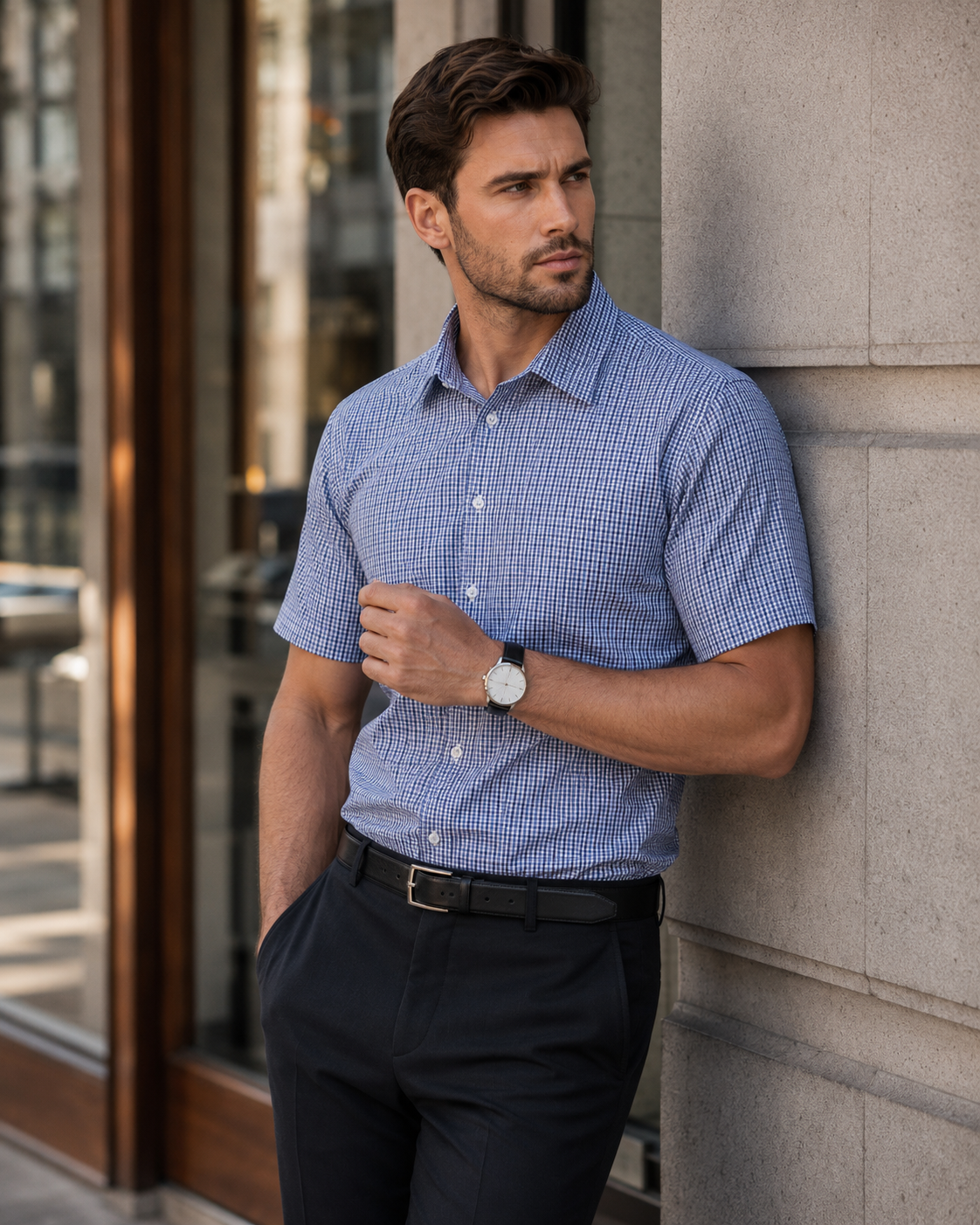 Multi-Tone Check SS Shirt