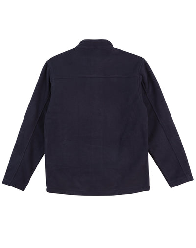 Dark navy blue arjo mens micro polar jacket with stand-up collar perfect for workwear and uniforms