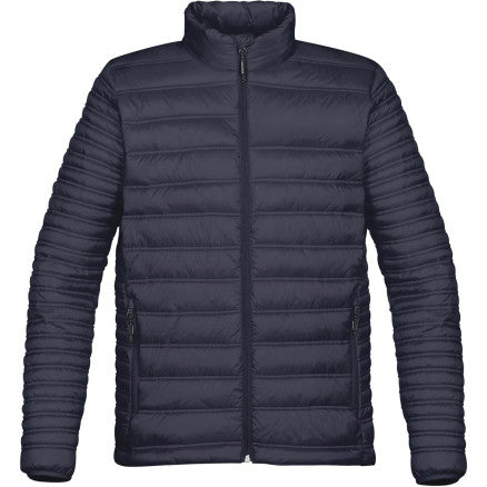 Dark navy basecamp thermal jacket with quilted horizontal stitching and high collar ideal for workwear uniforms