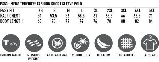 Legend Polo size chart