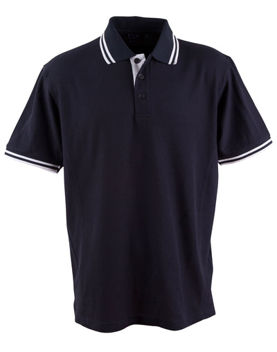 Arjo mens navy blue short-sleeved polo shirt with white trim perfect for uniforms and workwear use