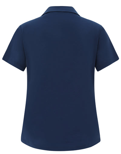 Navy blue polo shirt on a white background
