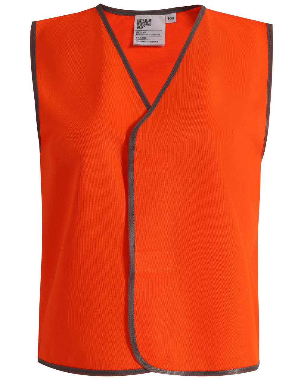 Aiw kids safety vest is a bright orange high-visibility work uniform with dark gray trim perfect for kids workwear