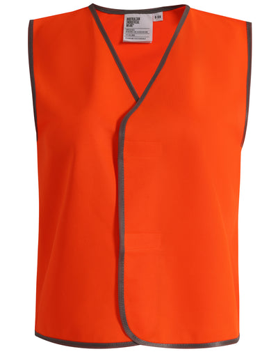 Aiw kids safety vest is a bright orange high-visibility work uniform with dark gray trim perfect for kids workwear