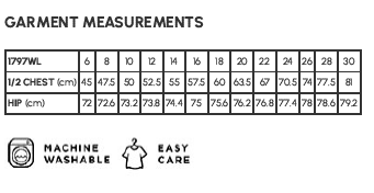 Quinn LS Soft Top size chart