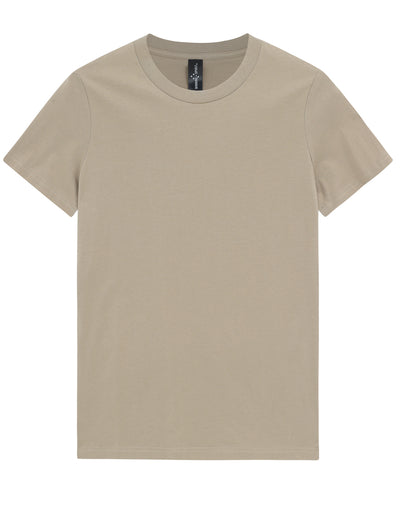 Beige short-sleeved crew neck ladies premium brighton tee with soft smooth fabric ideal for work uniforms and workwear