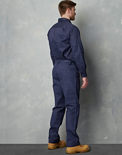 Navy blue heavy drill cargo pants with knee pads and multiple pockets workwear perfect for tough work uniforms