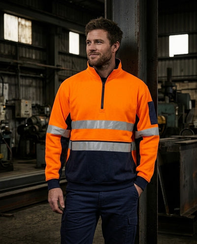 WorkCraft HiVis Half Zip Cotton Pullover