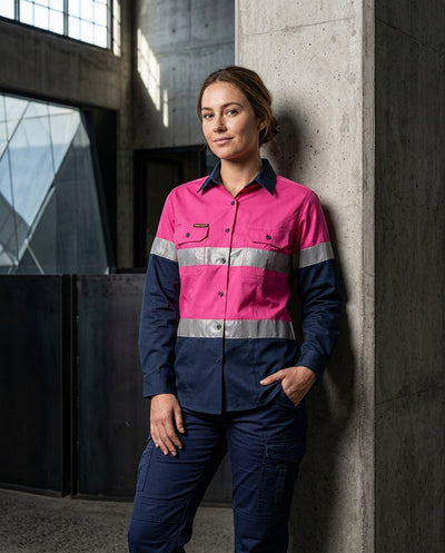 WorkCraft HiVis Ladies Shirt Reflective Tape