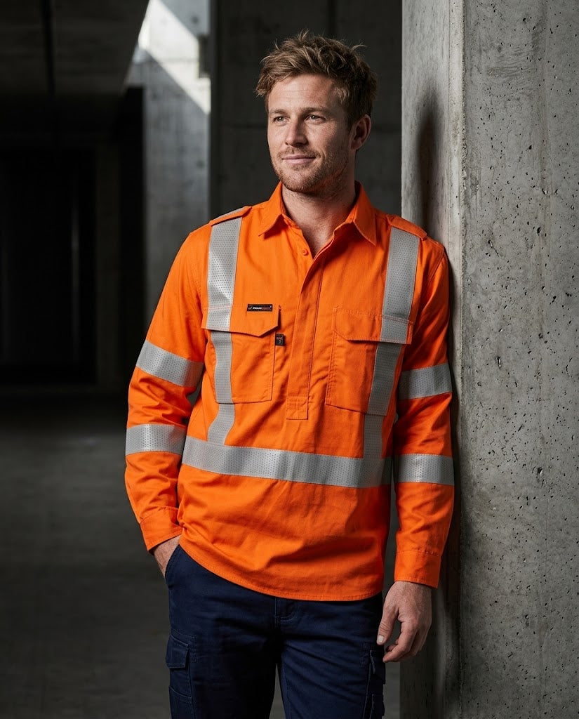 WorkCraft NSW RAIL HRC2 Close Front Orange Shirt