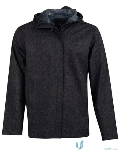 Black jk55 Absolute Waterproof Jacket with subtle pattern and hood for winning spirit absolute waterproof rating 5000mm