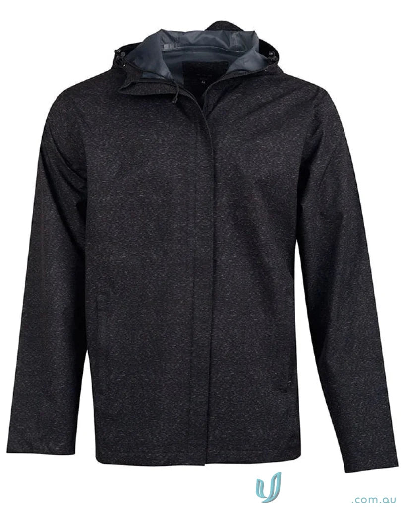 Black jk55 Absolute Waterproof Jacket with subtle pattern and hood for winning spirit absolute waterproof rating 5000mm
