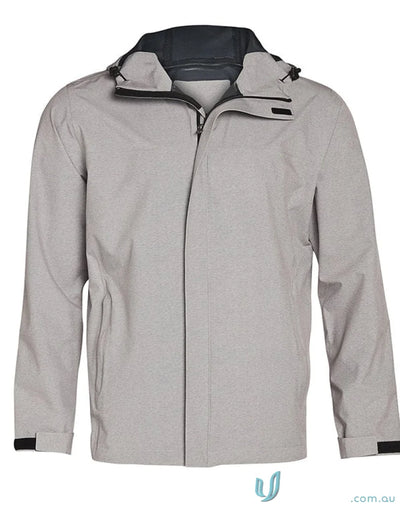 Men’s light grey waterproof jacket with dark grey inner collar, JK55 Absolute Waterproof