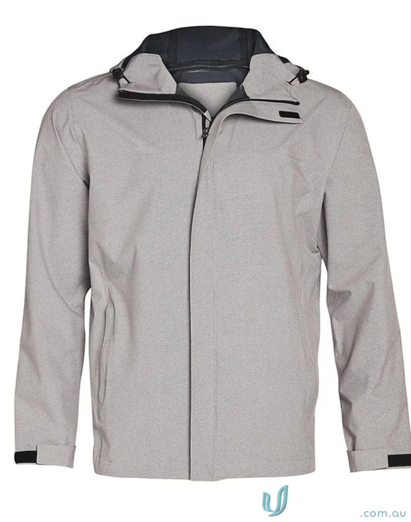 Men’s light grey waterproof jacket with dark grey inner collar, JK55 Absolute Waterproof