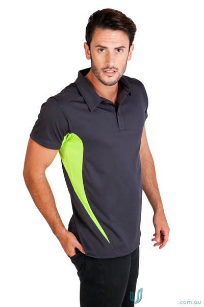 P446HB-1 P446HB Accelerator Polo in Charcoal/Lime front product image