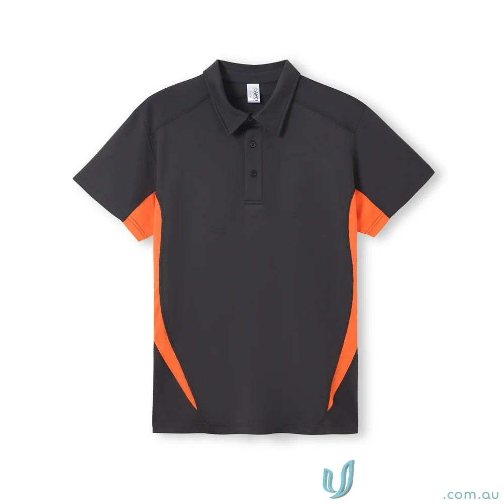 P446HB-1 P446HB Accelerator Polo in Charcoal/Orange