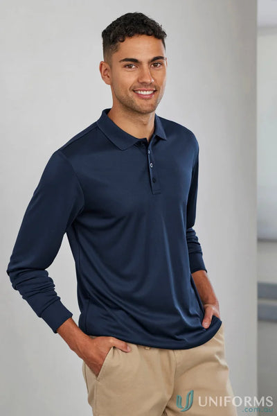 Biz Collection P206ML Action LS Polo in navy front product image
