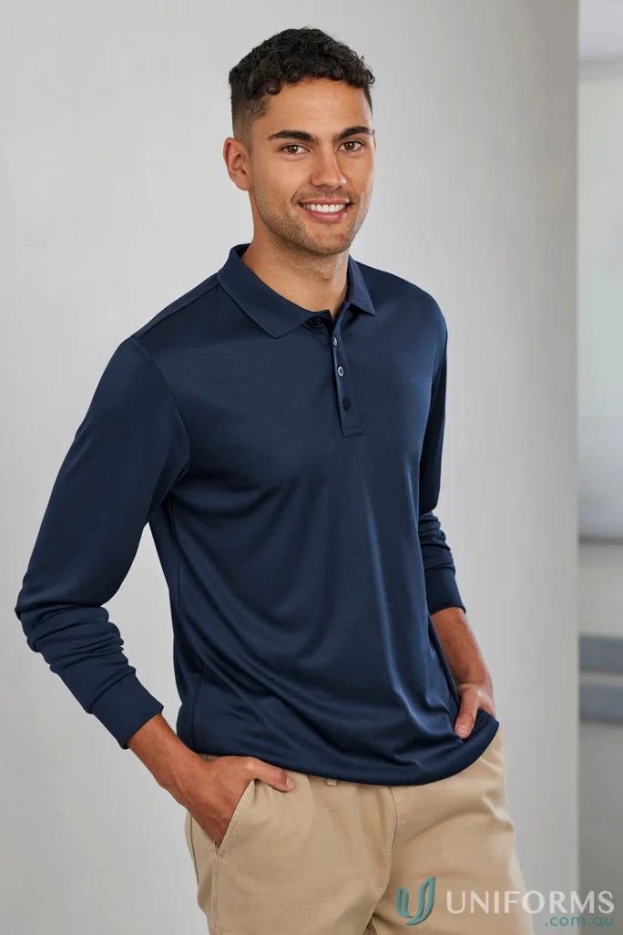 Biz Collection P206ML Action LS Polo in navy front product image