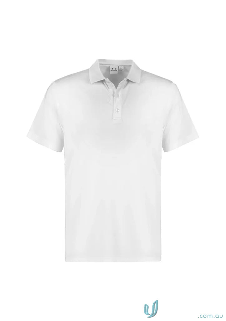 White short-sleeved polo from Action Polo collection with biz cool™ tech and recycled PET polyester