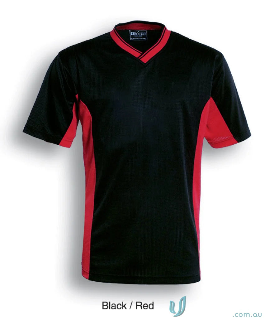 Bocini CT843 Adult Soccer Panel Jersey in Black/Red