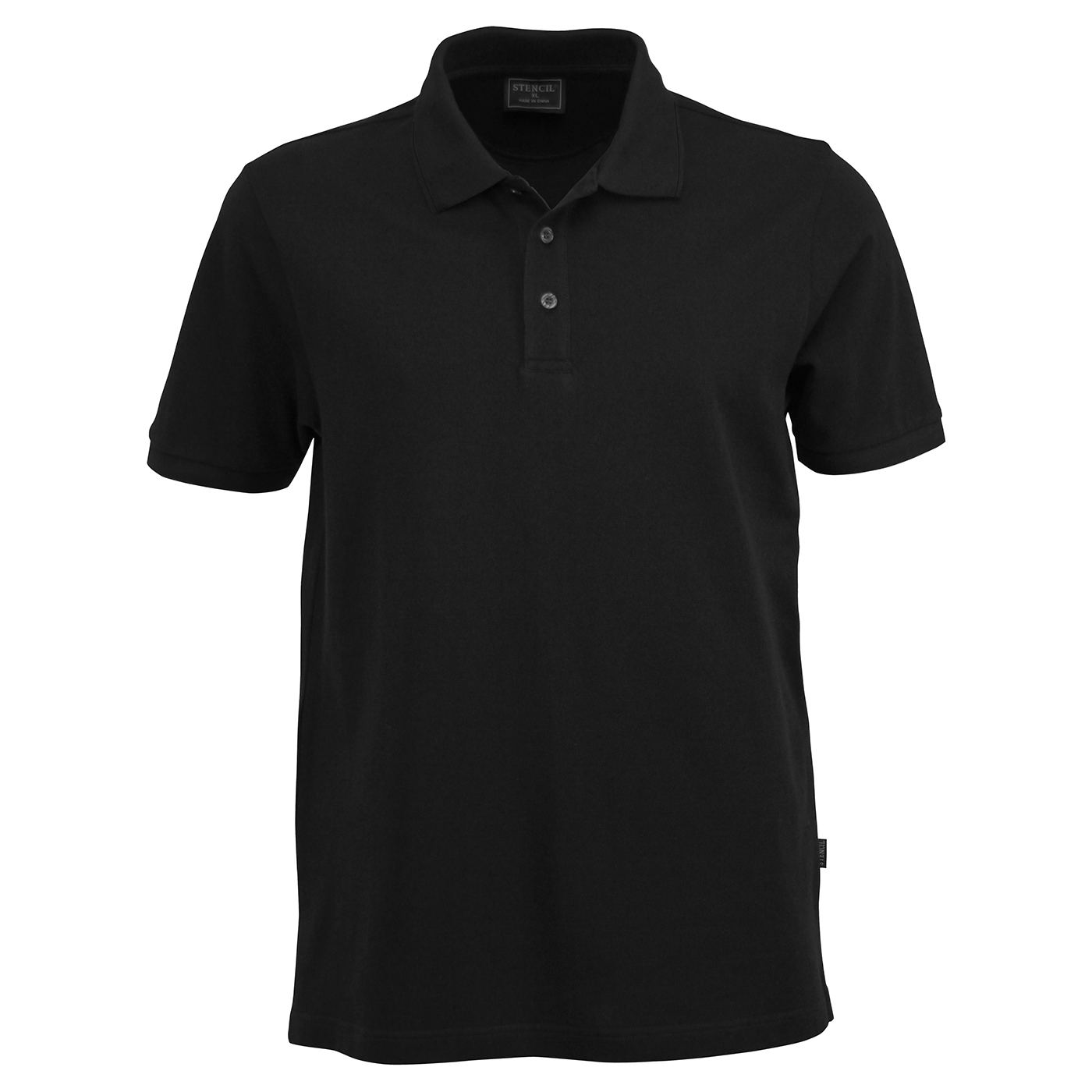 AIRLIE mens short sleeve polo in black classic pique fabric