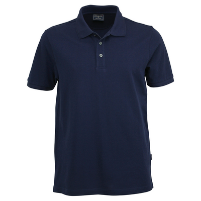 Navy blue AIRLIE mens short sleeve polo in classic pique fabric