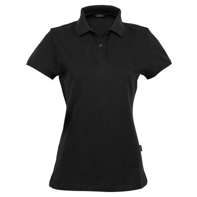 Airlie Premium Ladies short sleeve polo in black with classic collar