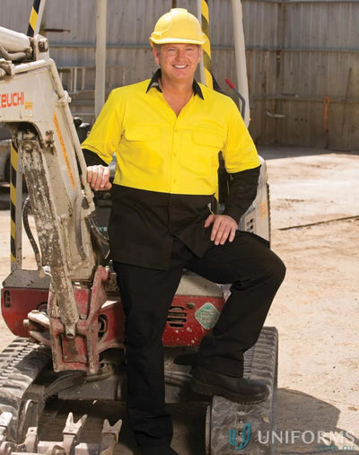 Winning Spirit SW67 AIW Easy Breeze Safety Shirt in Fluoro Yellow/Black front product image