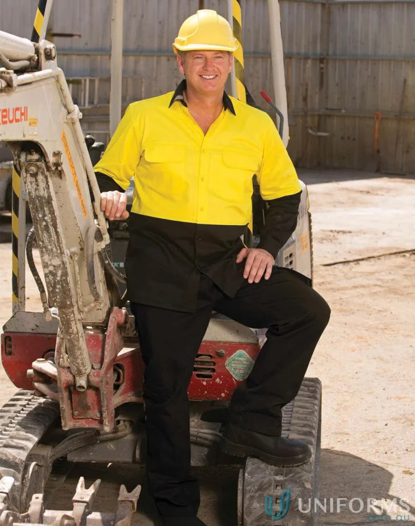Winning Spirit SW67 AIW Easy Breeze Safety Shirt in Fluoro Yellow/Black front product image