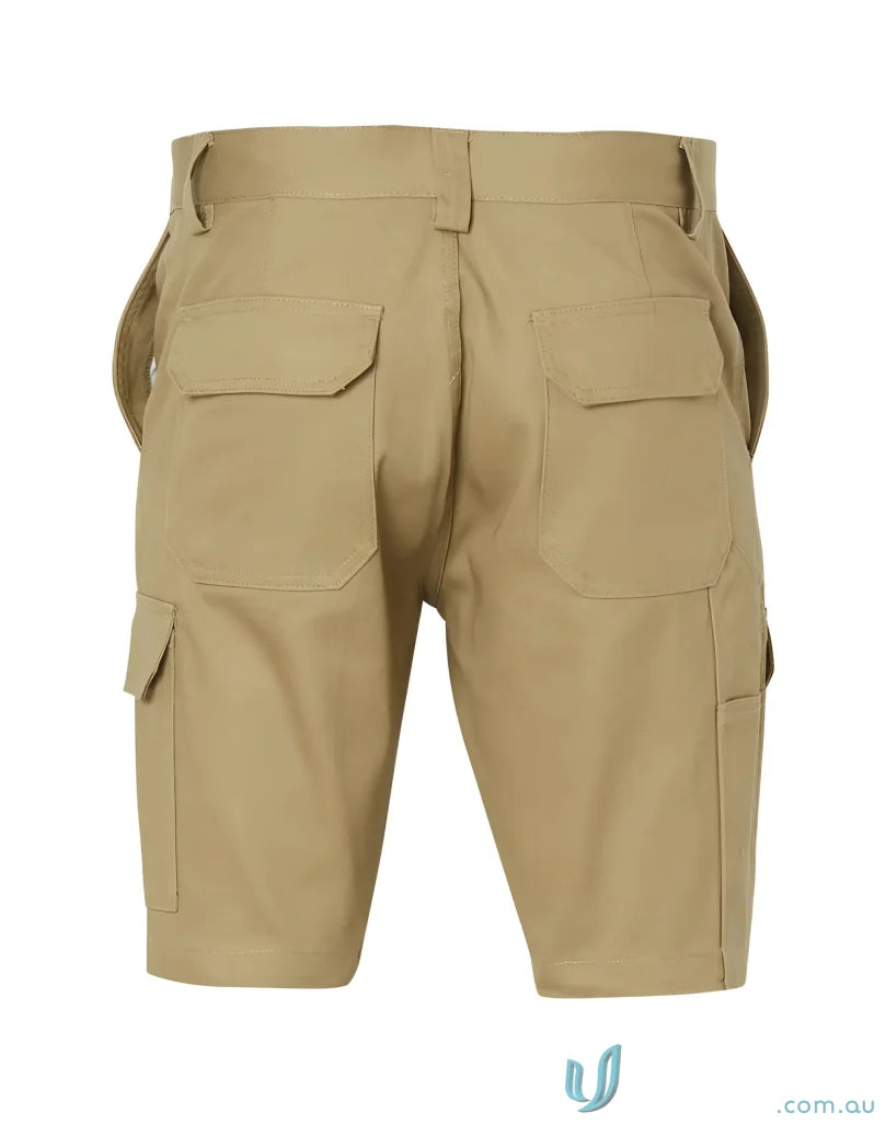 Winning Spirit WP06 AIW Heavy Cotton Drill Cargo Shorts in Khaki