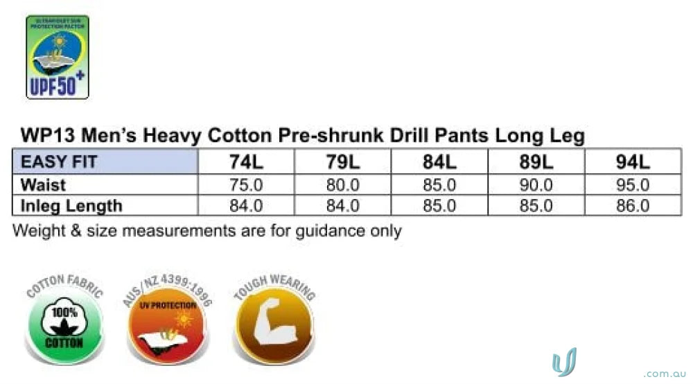 Winning Spirit WP07 AIW Heavy Cotton Pre-Shrunk Drill Pants