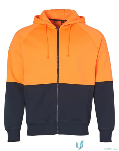 AIW High Visibility Fleece Hoodie with two-tone orange and navy for a winning spirit