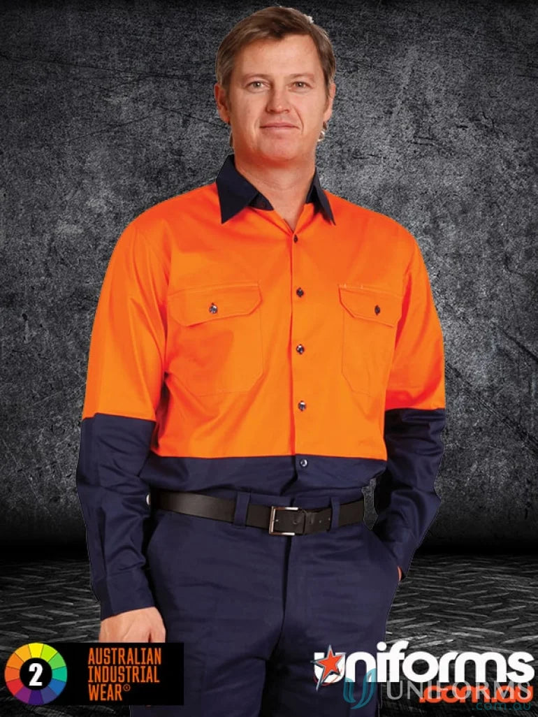 Winning Spirit SW58 AIW HiVis Cool-Breeze LS Cotton Work Shirt
